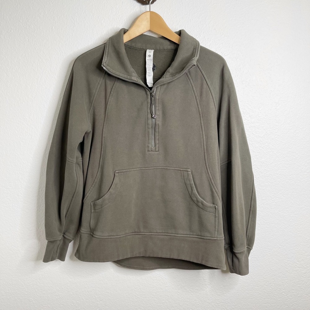 Lululemon Scuba Oversized Half Zip Hoodie Olive Green XS/S LW3DM4S